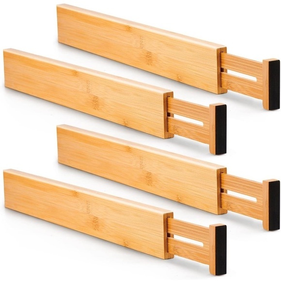 Other - Bamboo Drawer Dividers Adjustable in Natural Wood Color Pack of 4